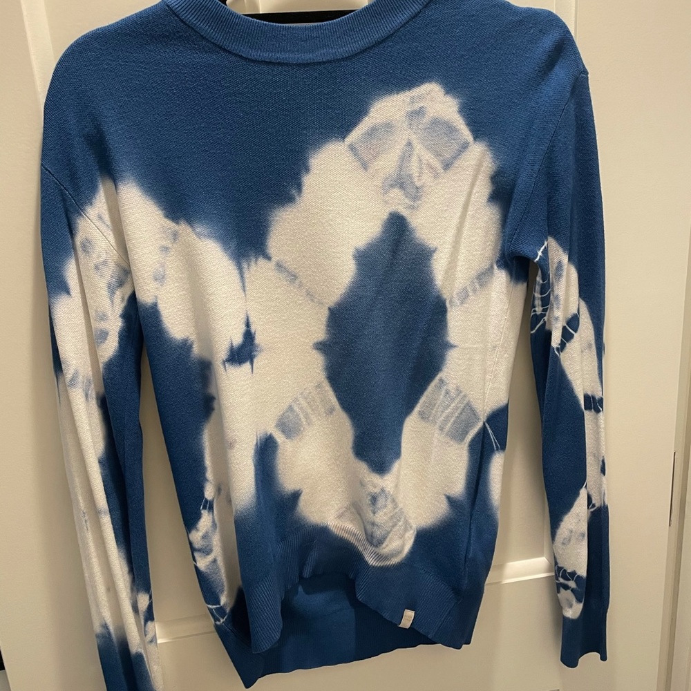 Blue and white tie dye sweater